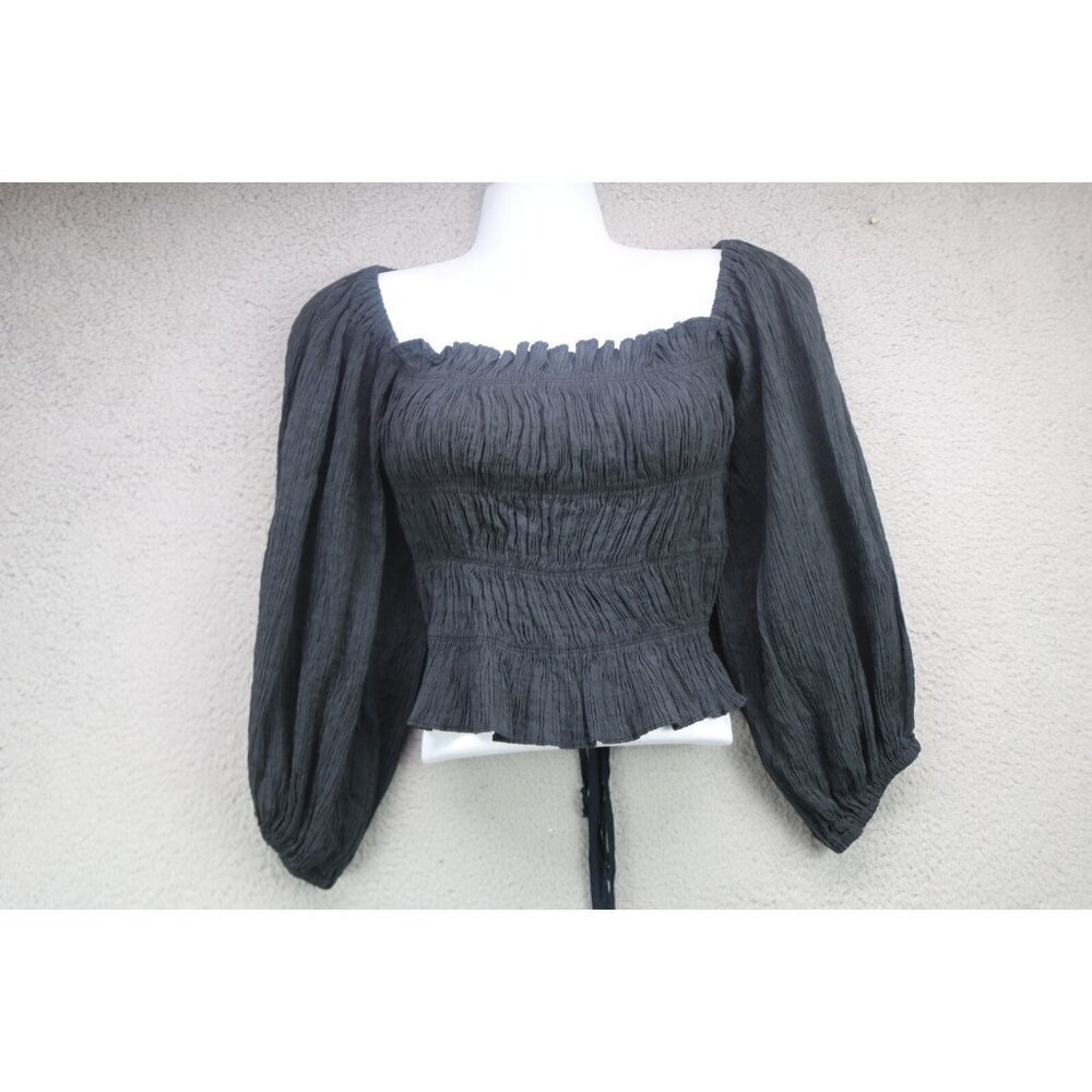 Urban Outfitters 3/4 Balloon Sleeve Cropped Corset Lace Top-Med-BOHO-Hippie-Goth